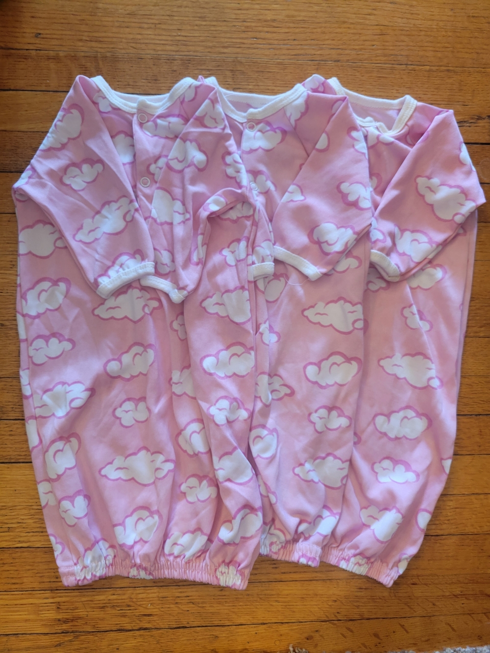 Baby Girl Vintage Pink Cloud Sleep Gown Set -3pc